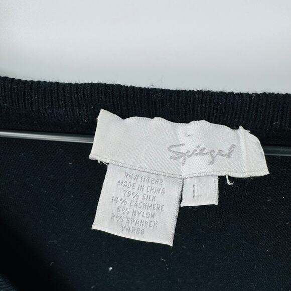 Vintage Spiegel Black Silk Cashmere Blend V-Neck Sweater Women’s Large - Picture 4 of 8